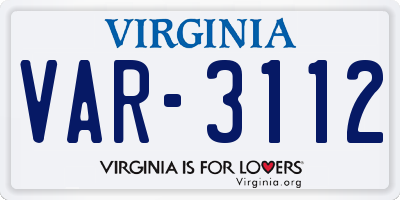 VA license plate VAR3112