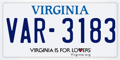 VA license plate VAR3183