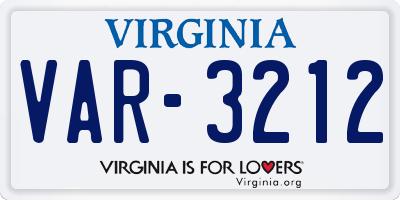 VA license plate VAR3212