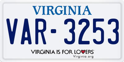 VA license plate VAR3253