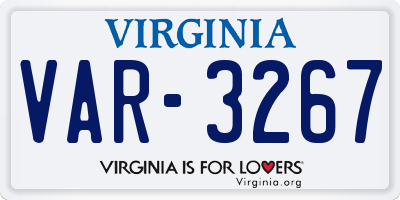 VA license plate VAR3267