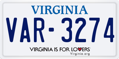 VA license plate VAR3274