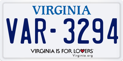 VA license plate VAR3294
