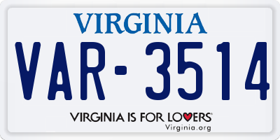 VA license plate VAR3514