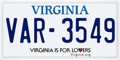 VA license plate VAR3549