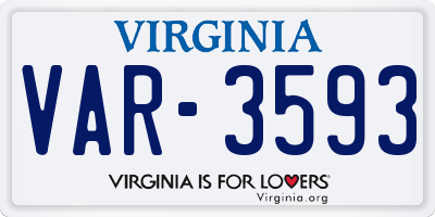 VA license plate VAR3593