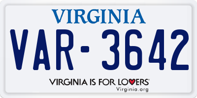 VA license plate VAR3642