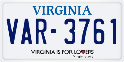 VA license plate VAR3761