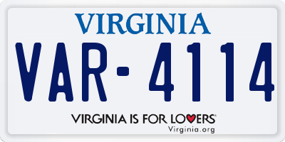 VA license plate VAR4114