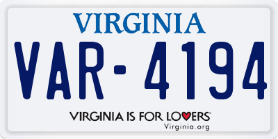 VA license plate VAR4194