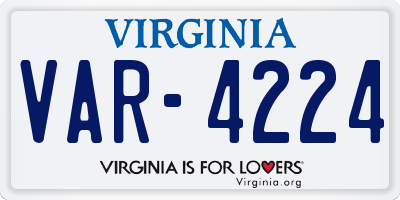 VA license plate VAR4224