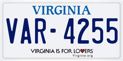 VA license plate VAR4255