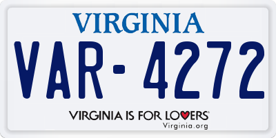 VA license plate VAR4272