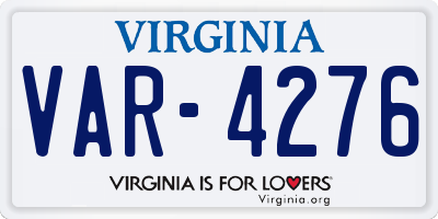 VA license plate VAR4276