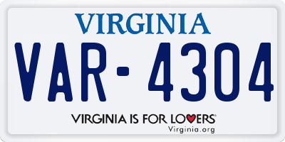 VA license plate VAR4304