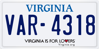 VA license plate VAR4318