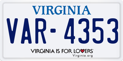 VA license plate VAR4353