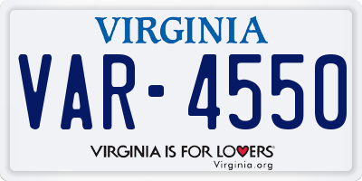 VA license plate VAR4550