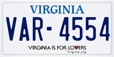 VA license plate VAR4554