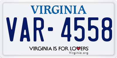 VA license plate VAR4558
