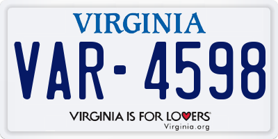 VA license plate VAR4598