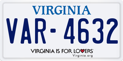 VA license plate VAR4632