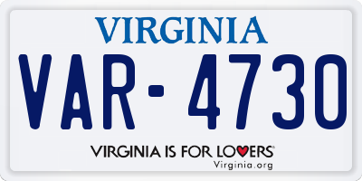 VA license plate VAR4730