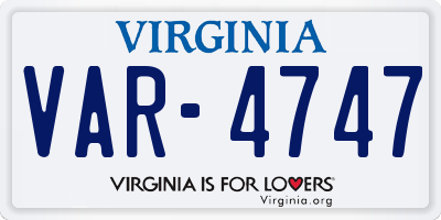 VA license plate VAR4747