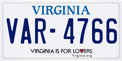 VA license plate VAR4766