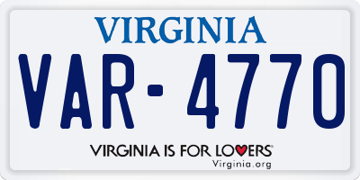 VA license plate VAR4770