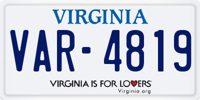 VA license plate VAR4819