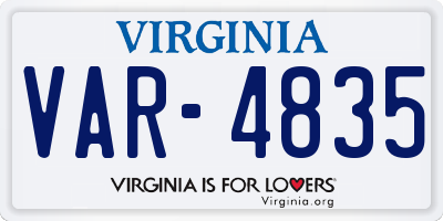 VA license plate VAR4835