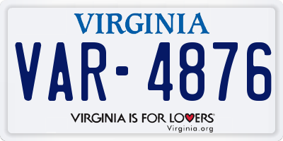 VA license plate VAR4876