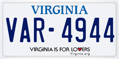 VA license plate VAR4944