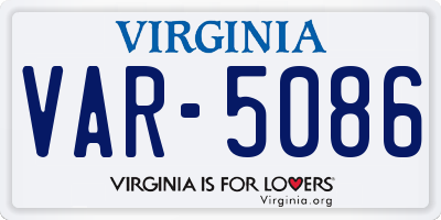 VA license plate VAR5086