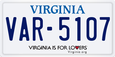 VA license plate VAR5107