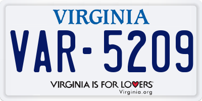 VA license plate VAR5209