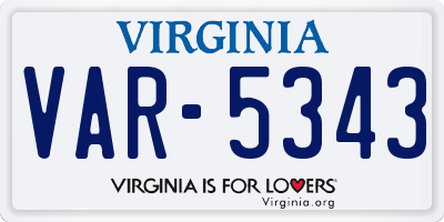 VA license plate VAR5343