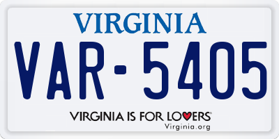 VA license plate VAR5405