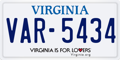 VA license plate VAR5434