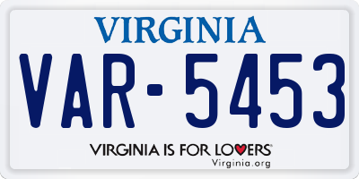 VA license plate VAR5453