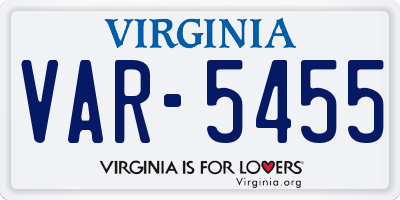 VA license plate VAR5455