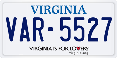 VA license plate VAR5527