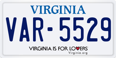 VA license plate VAR5529