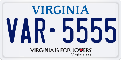 VA license plate VAR5555