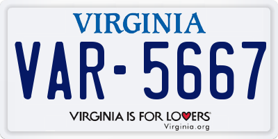 VA license plate VAR5667