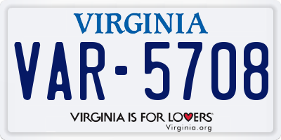 VA license plate VAR5708