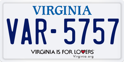 VA license plate VAR5757