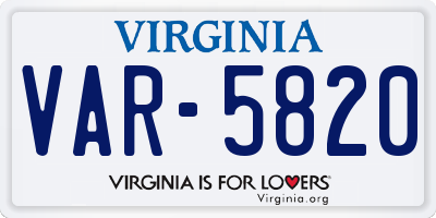 VA license plate VAR5820