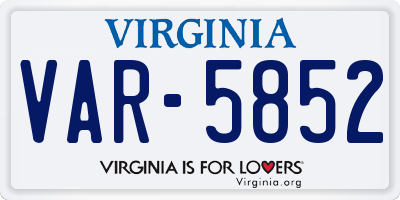 VA license plate VAR5852